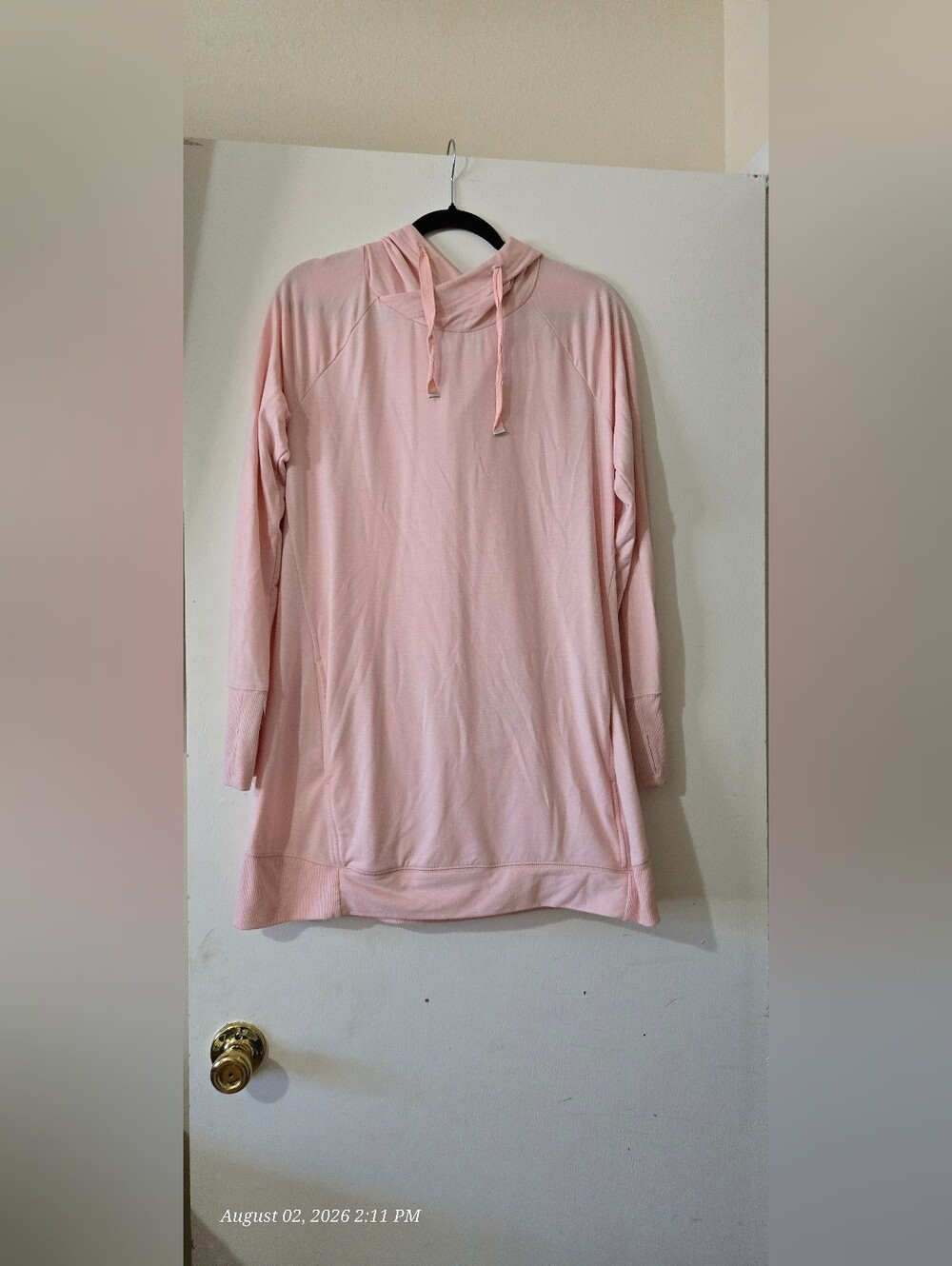 Tek Gear Light Pink Long Sleeve Hooded Tunic